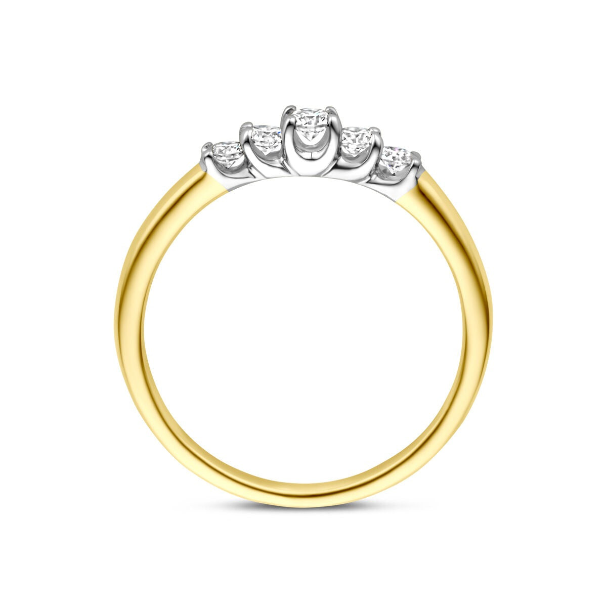 anillo bicolor de 14k con diamante de 0.30ct