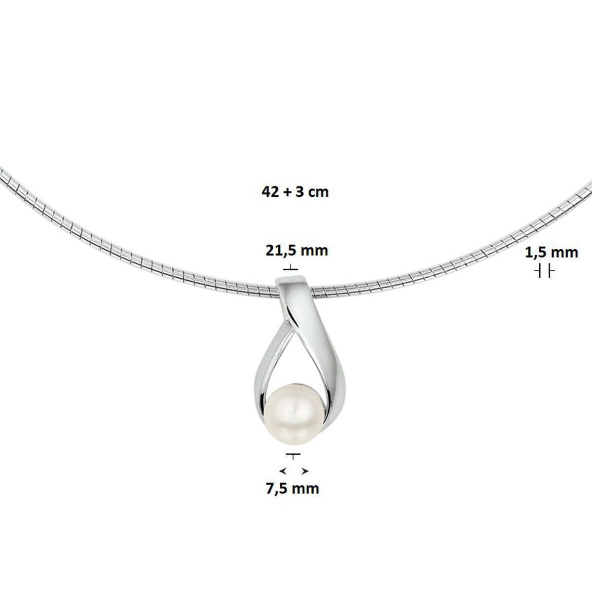 collar de perlas 42 + 3 cm plata rodiado