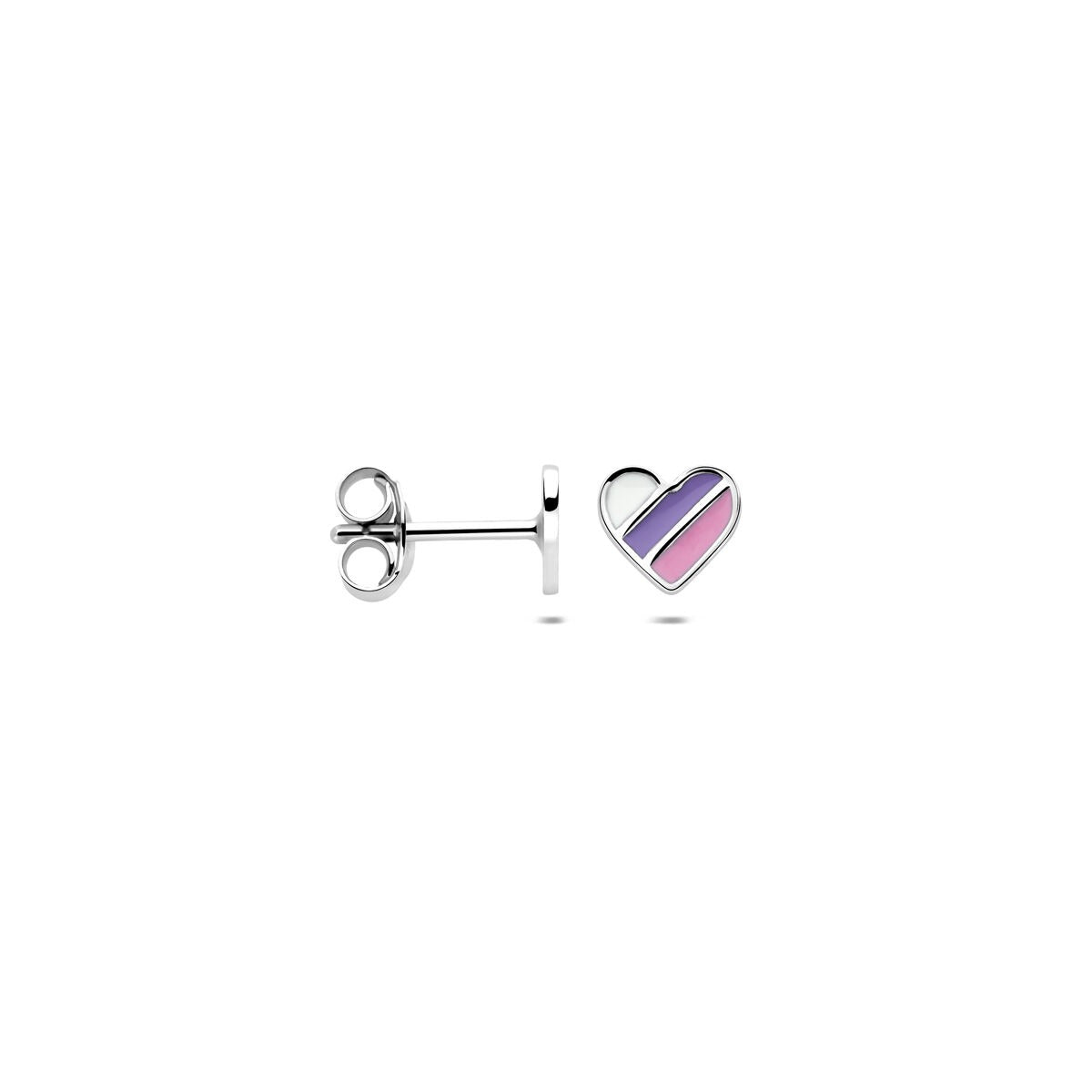 Pendientes infantiles de plata – corazones con esmalte 5.5 mm