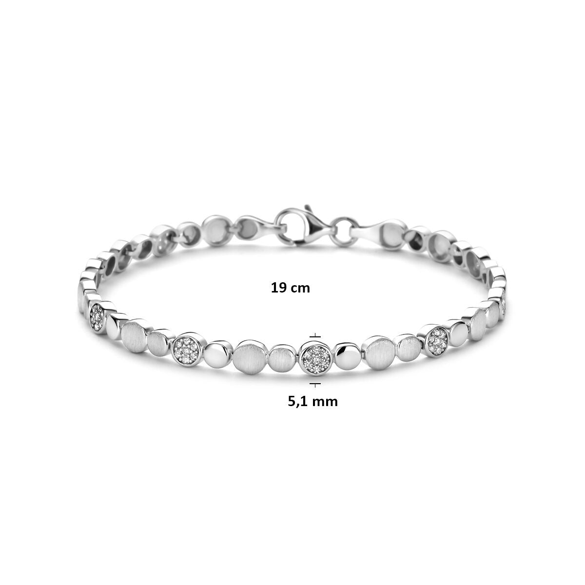 Pulsera de plata con circonitas – plata 925 rodiada 5,1 mm 19 cm