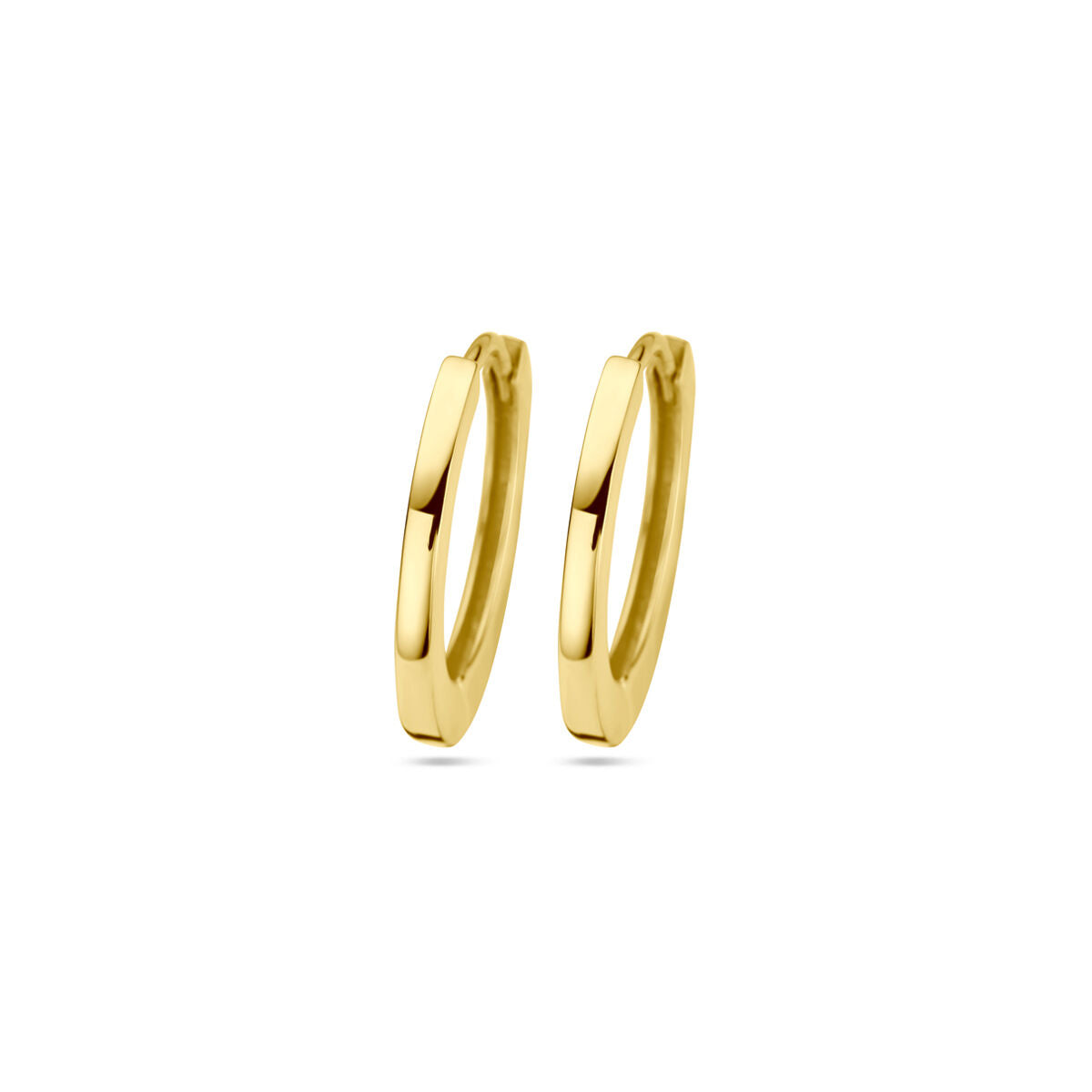 Pendientes de aro de oro amarillo de 14k, con un diámetro de 17 mm y acabado pulido.