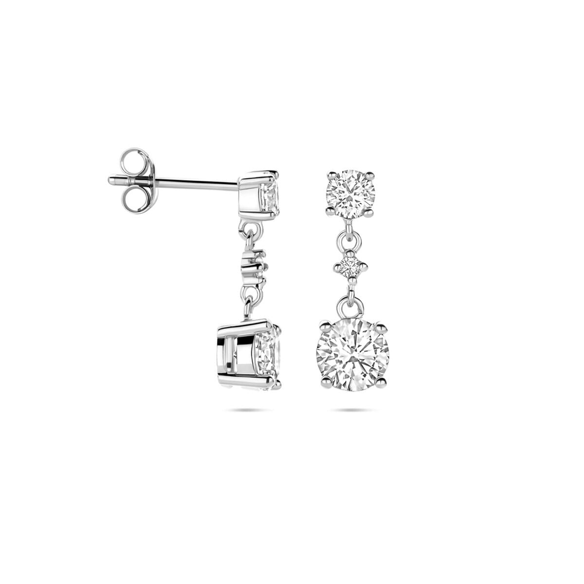 Pendientes de plata con circonitas – Joyería de mujer rodiada 18 mm