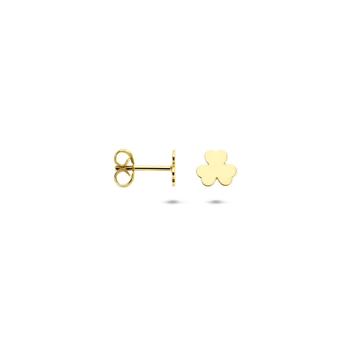 Pendientes de botón de oro 14k – trébol 5 mm