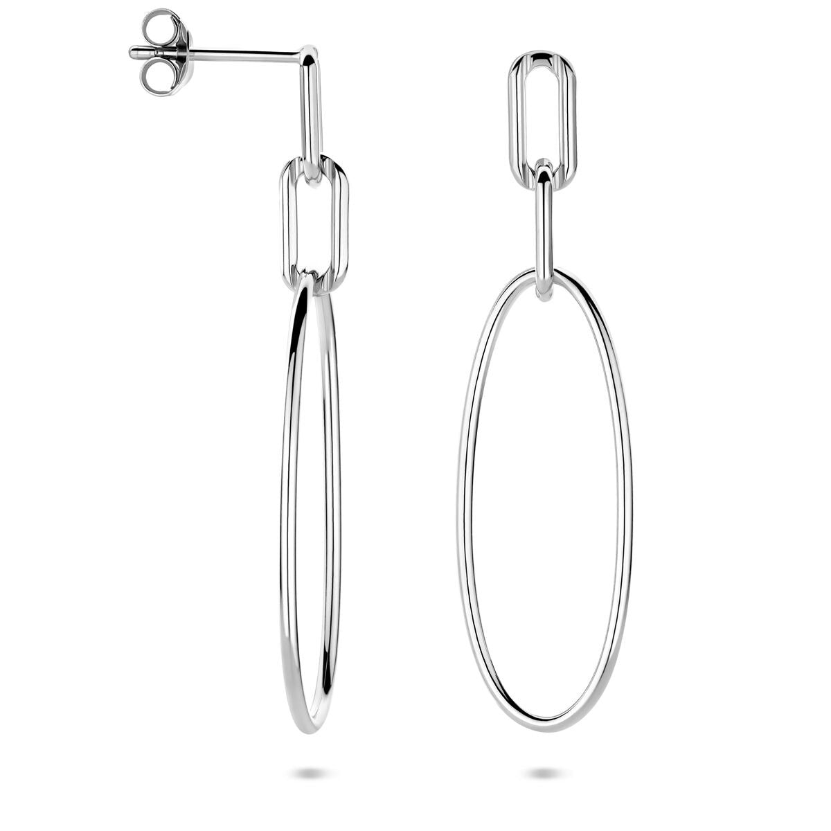 Pendientes de plata ovalados rodiados 44mm