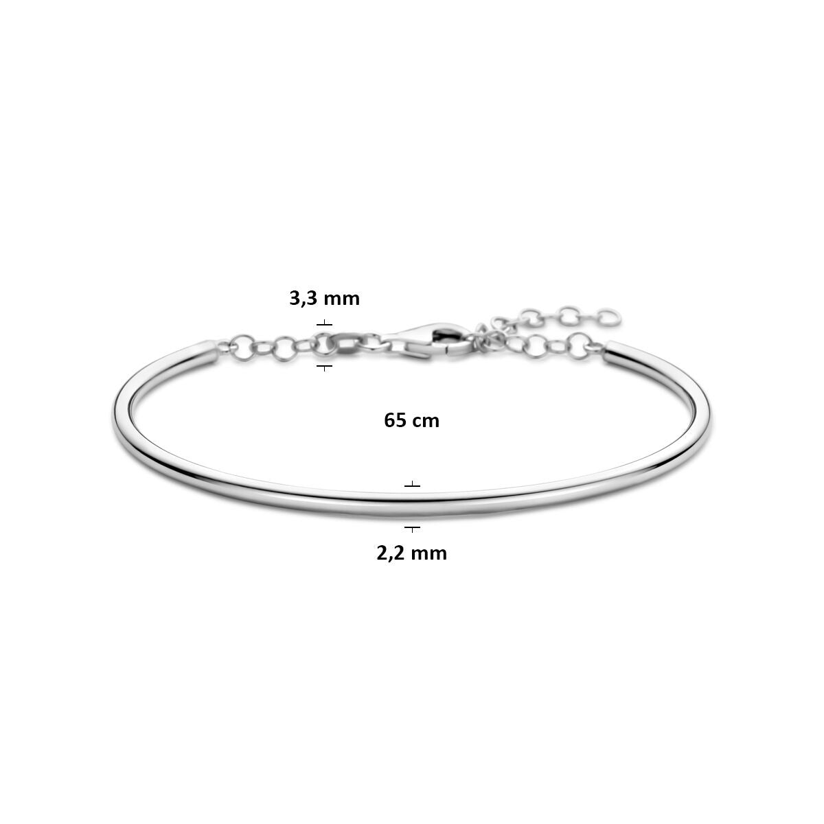 Pulsera de mujer de plata – rodiada 925 plata con eslabón fino 65 x 3,3 mm