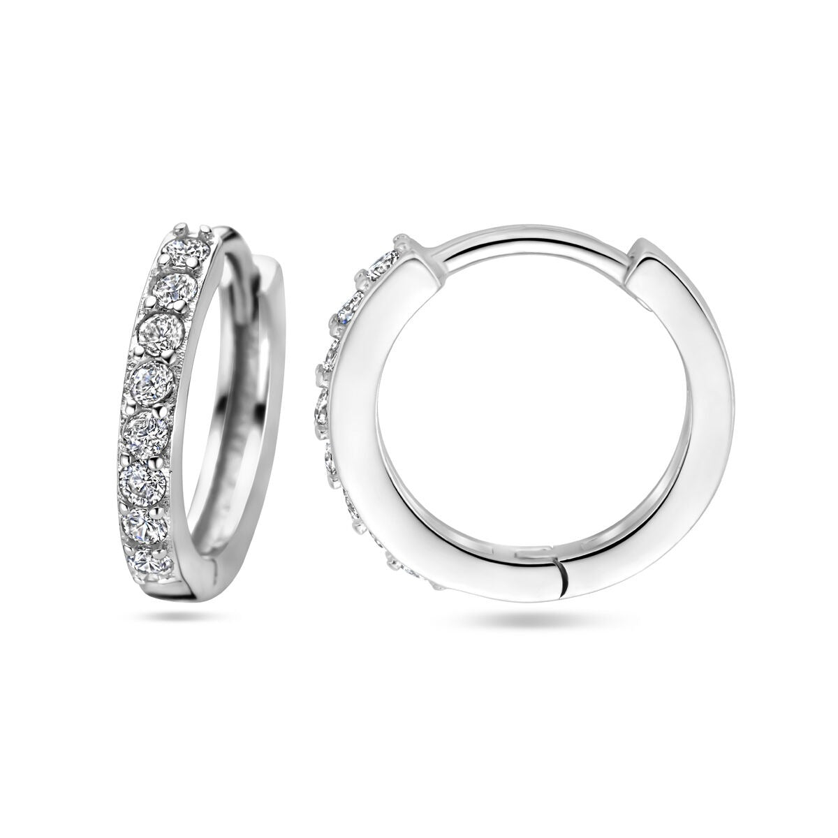 Aros de plata con circonitas – rodiados, parte del conjunto