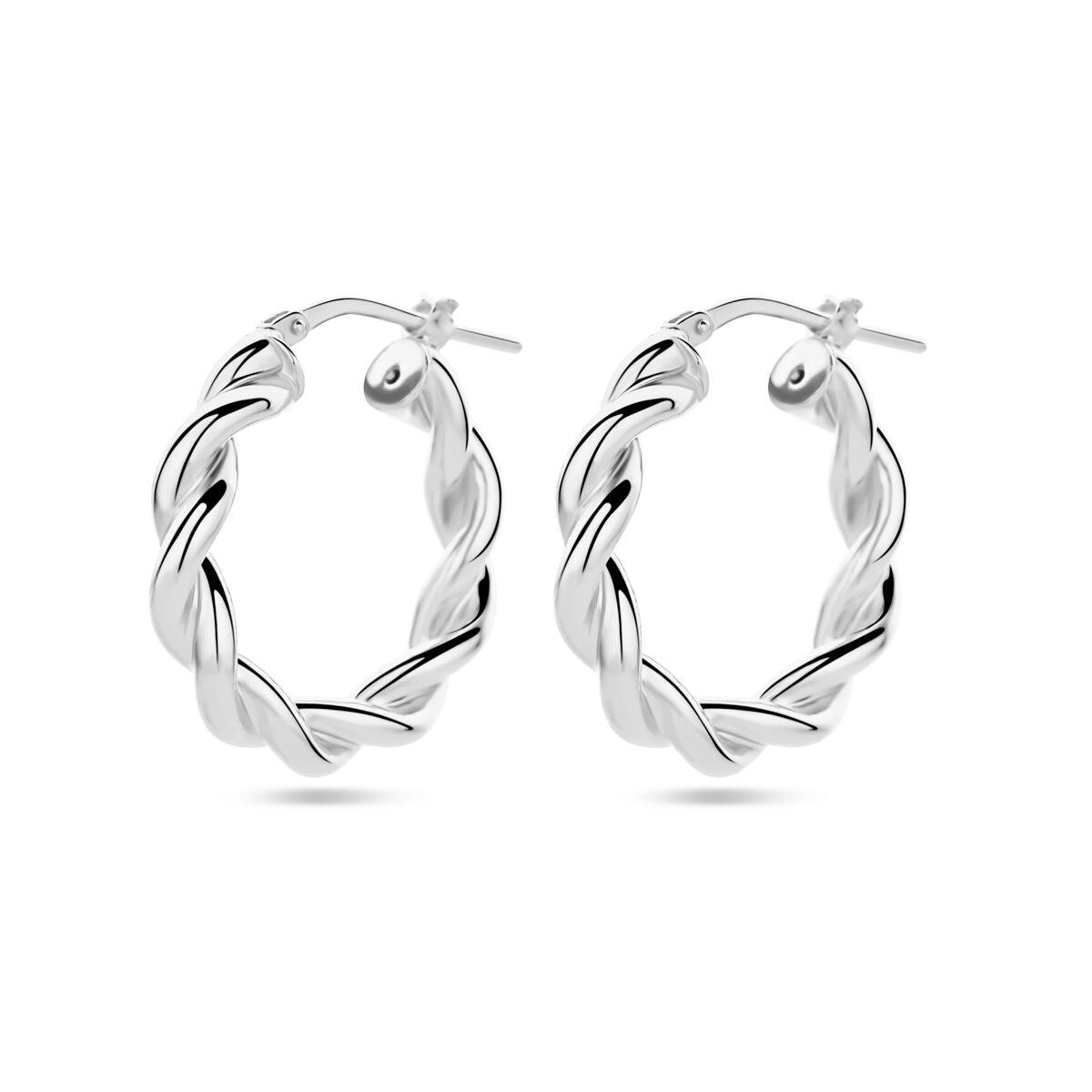 Aros de plata rodiada trenzados de 23 mm.