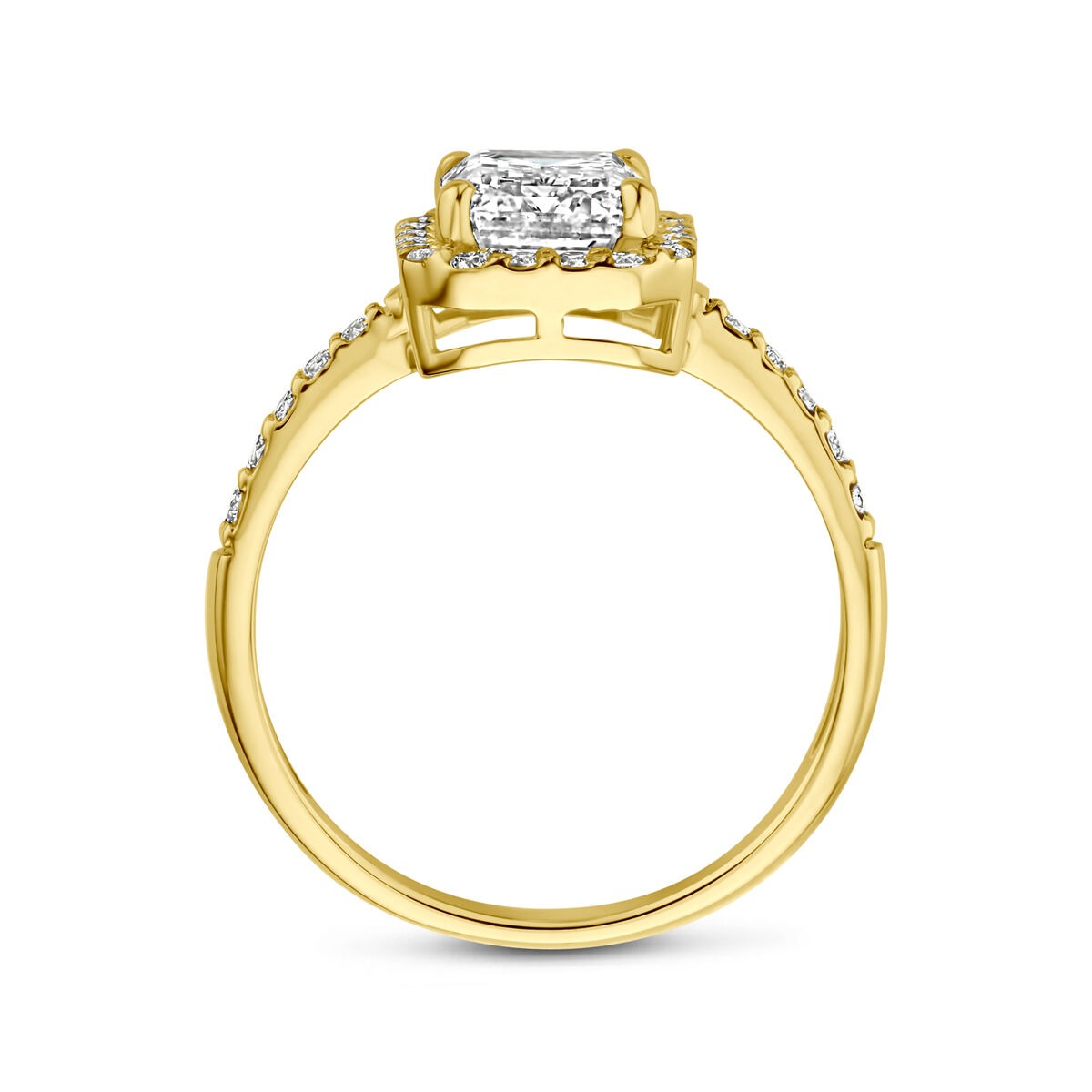 anillo de oro amarillo de 14k con diamante cultivado en laboratorio