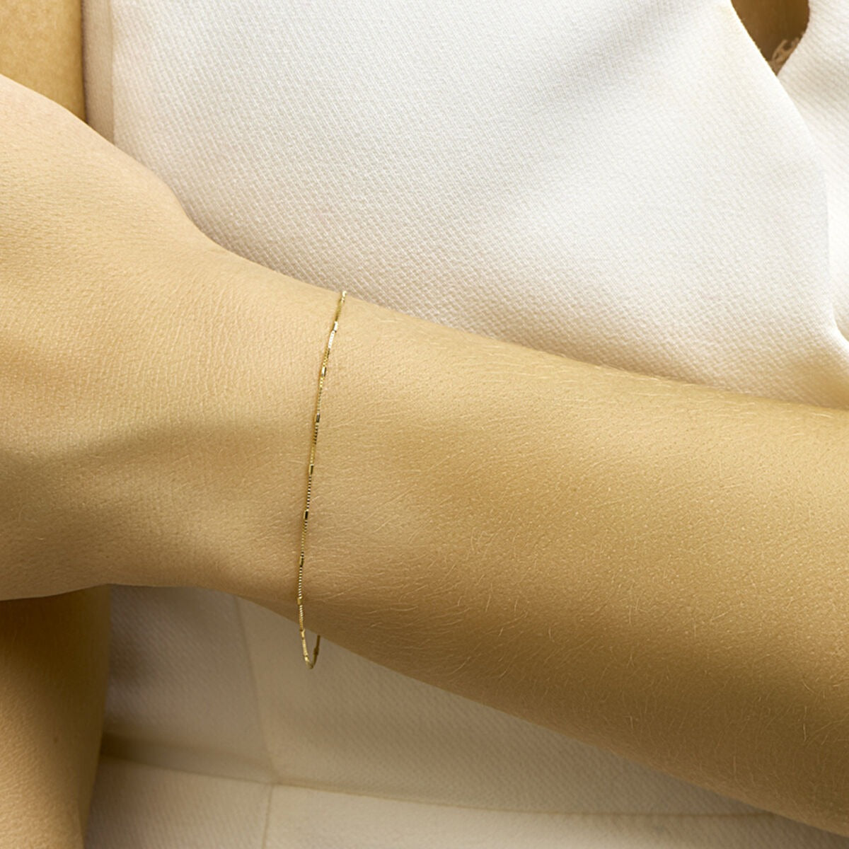 Pulsera de oro veneciana con barras – 14k