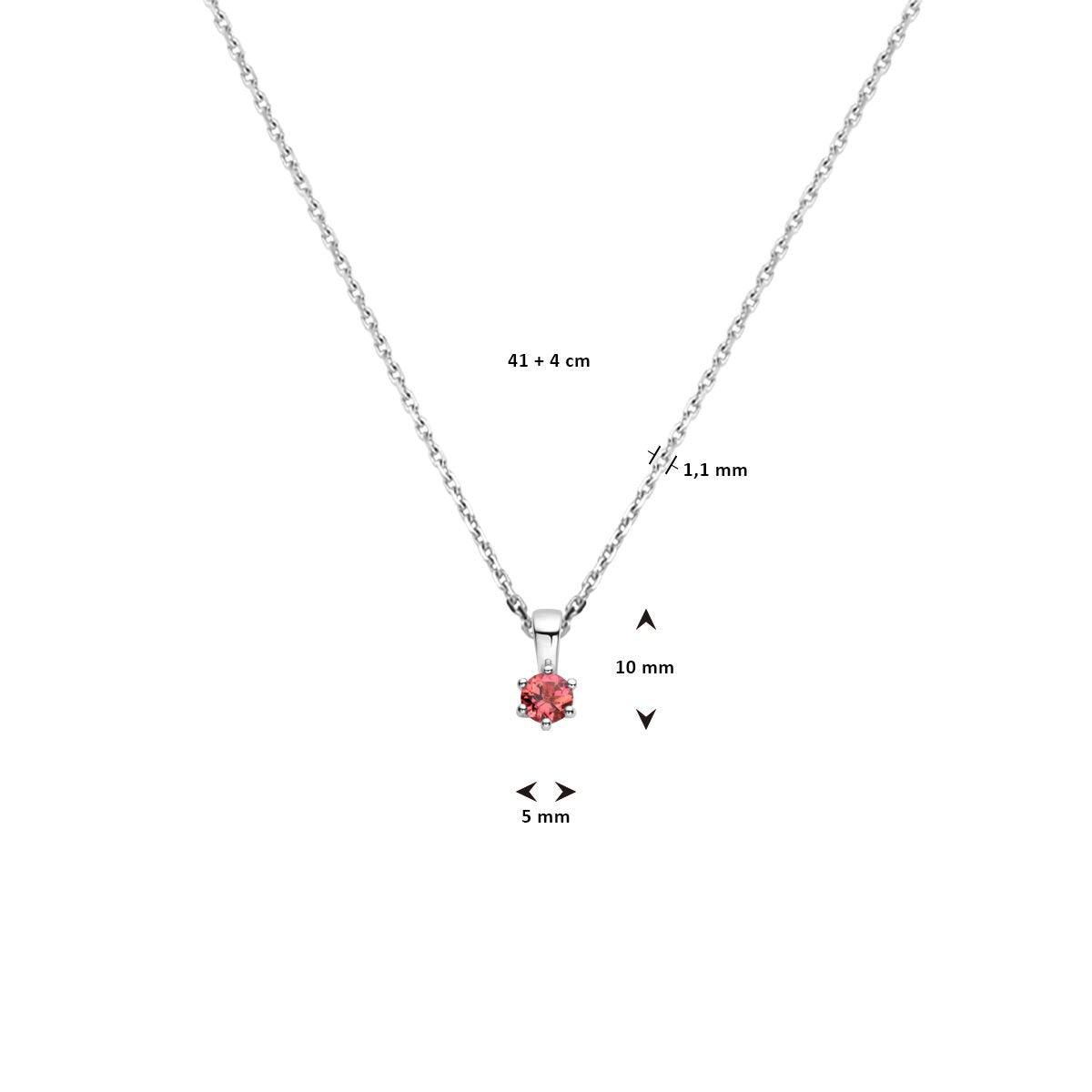 collar con piedra de nacimiento 41 + 4 cm plata rodiada
