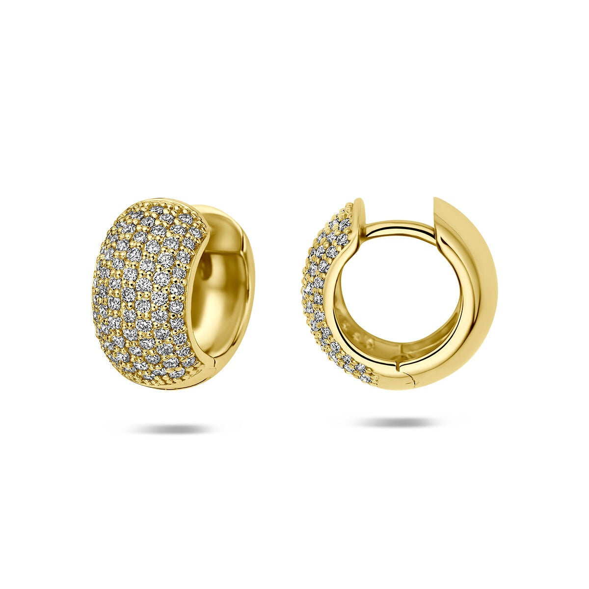 Aros de oro amarillo de 14k con diamante cultivado en laboratorio