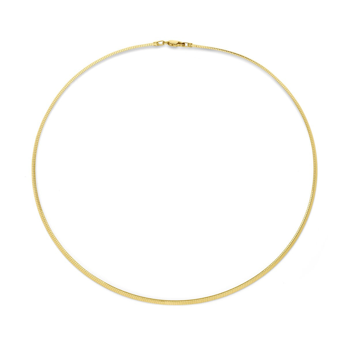 Collar omega de oro amarillo de 14k, 2.5 mm de grosor y 45 cm de longitud.