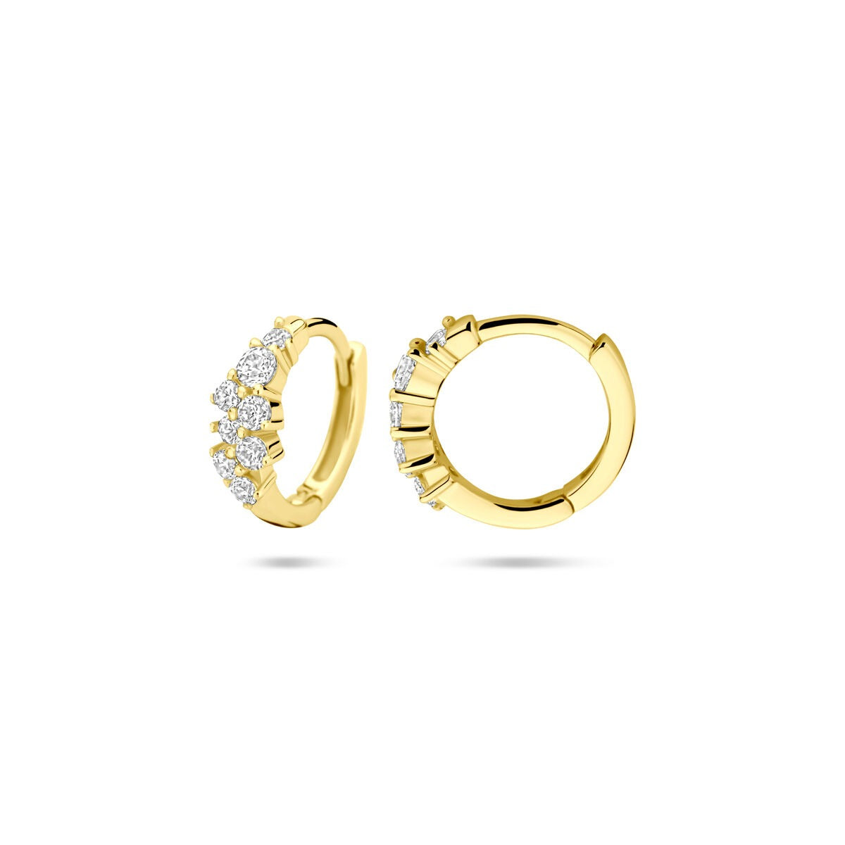 Aros chapados en oro de plata con circonitas – Ø13 mm
