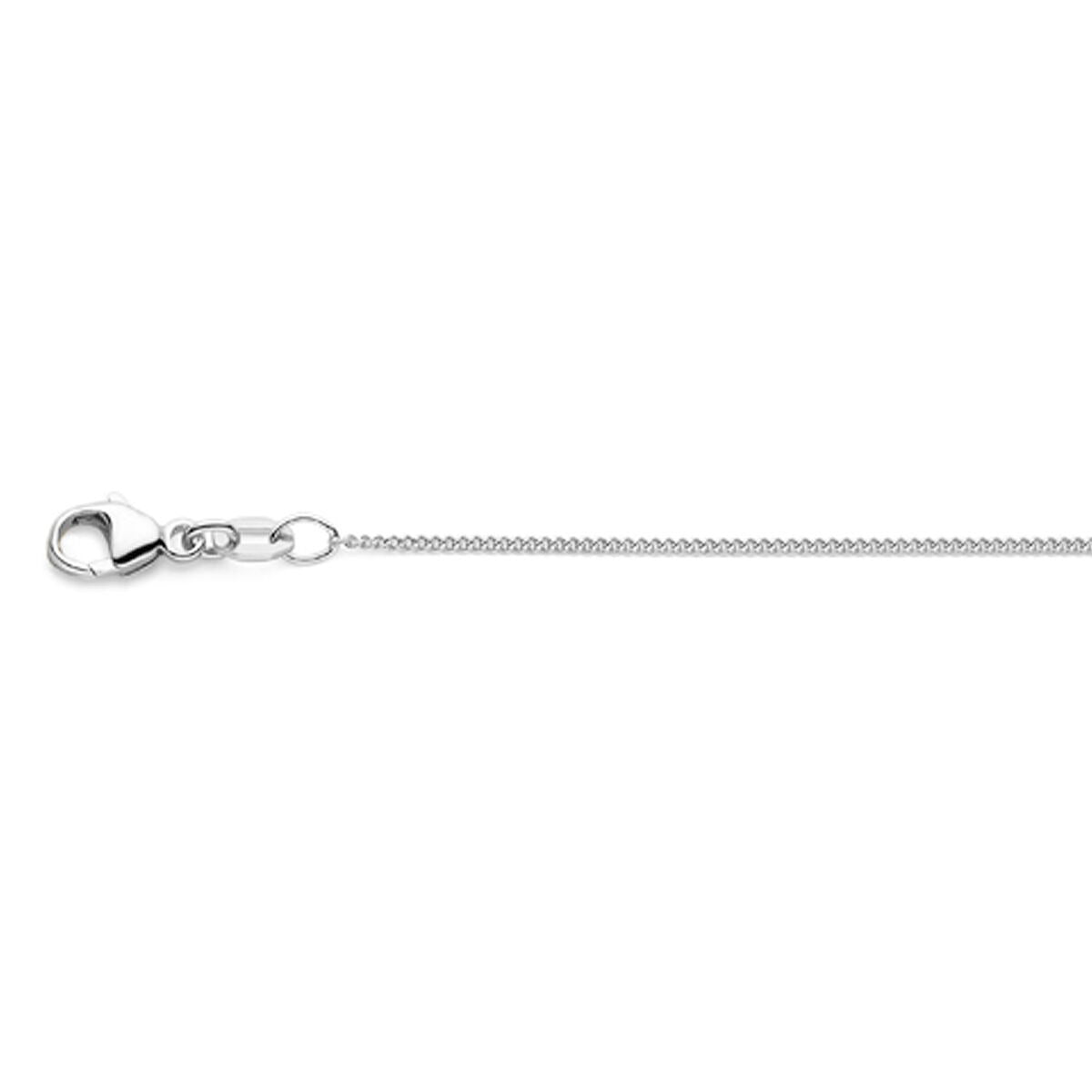 Collar de gourmette de oro blanco de 18k, con un largo de 45 cm y cierre de langosta.