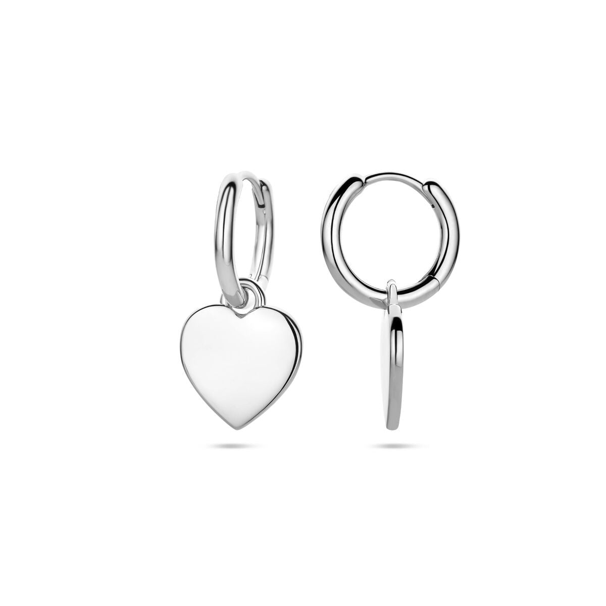 Aros de plata rodiada con corazón 19mm