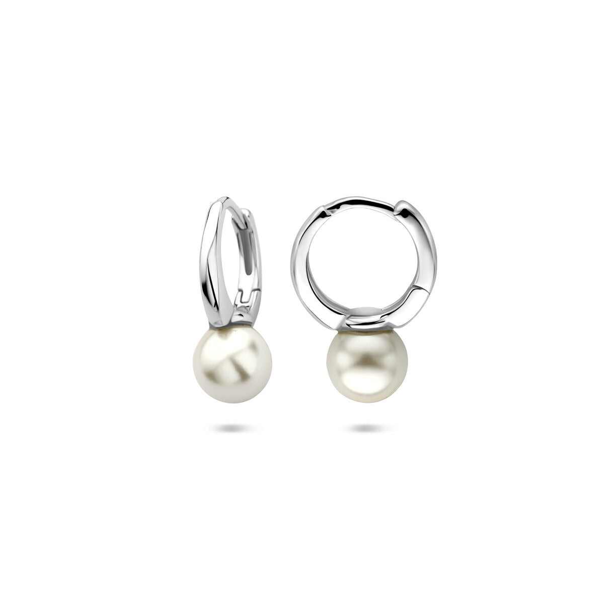 Aros de plata 925 rodiados con perla