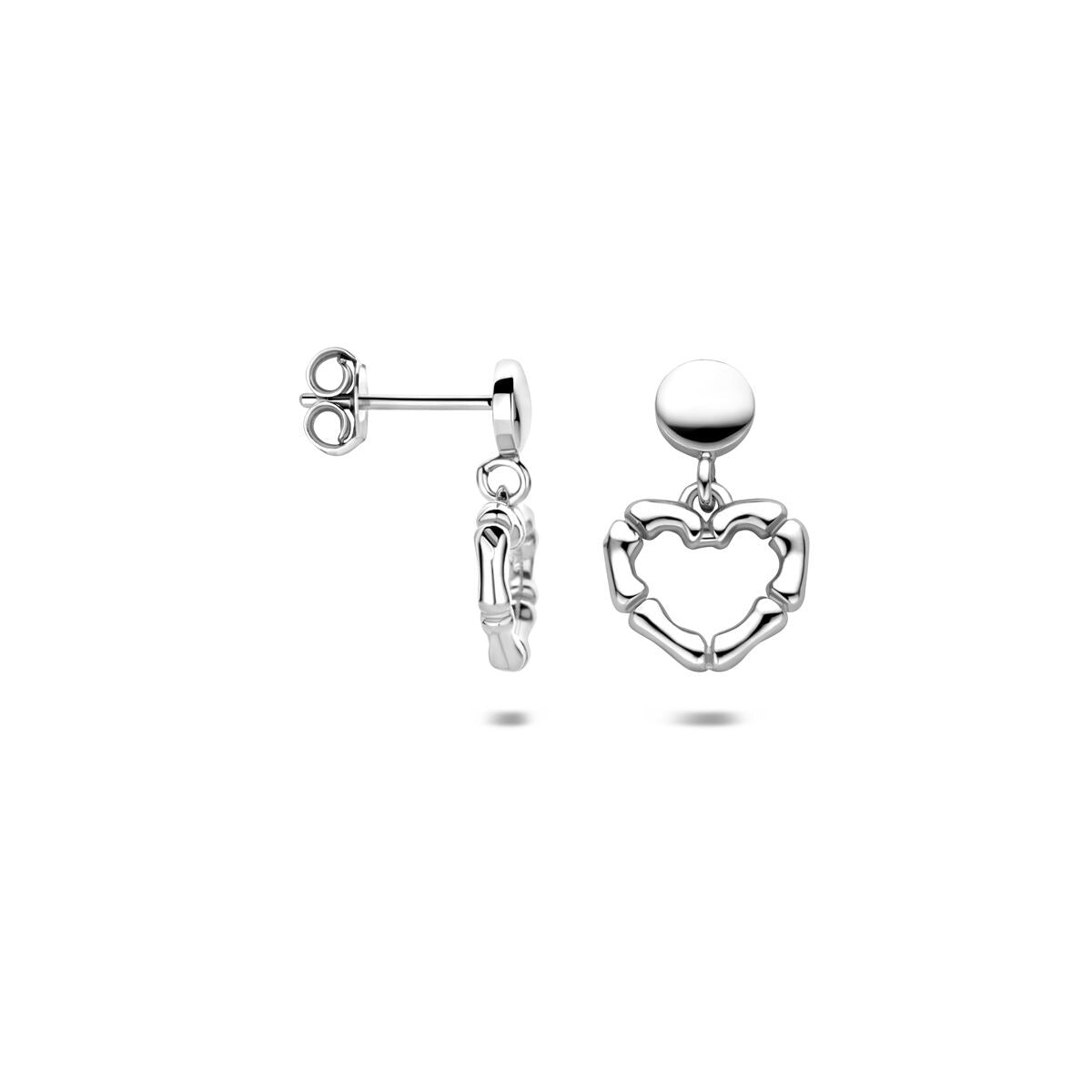 Pendientes de plata con corazón – rodiados en plata 925 16,5 mm