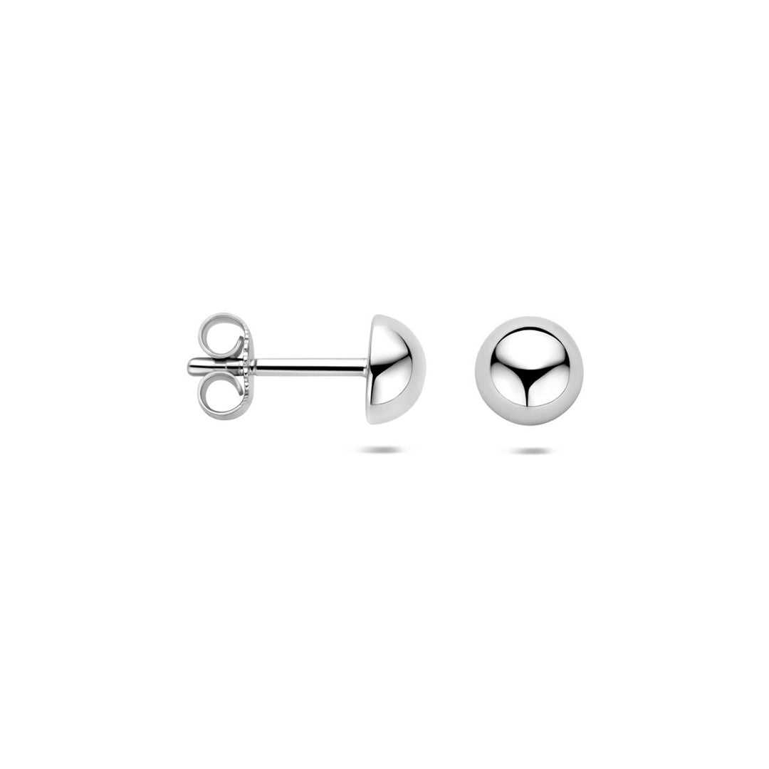 pendientes de botón media esfera plata rodiada
