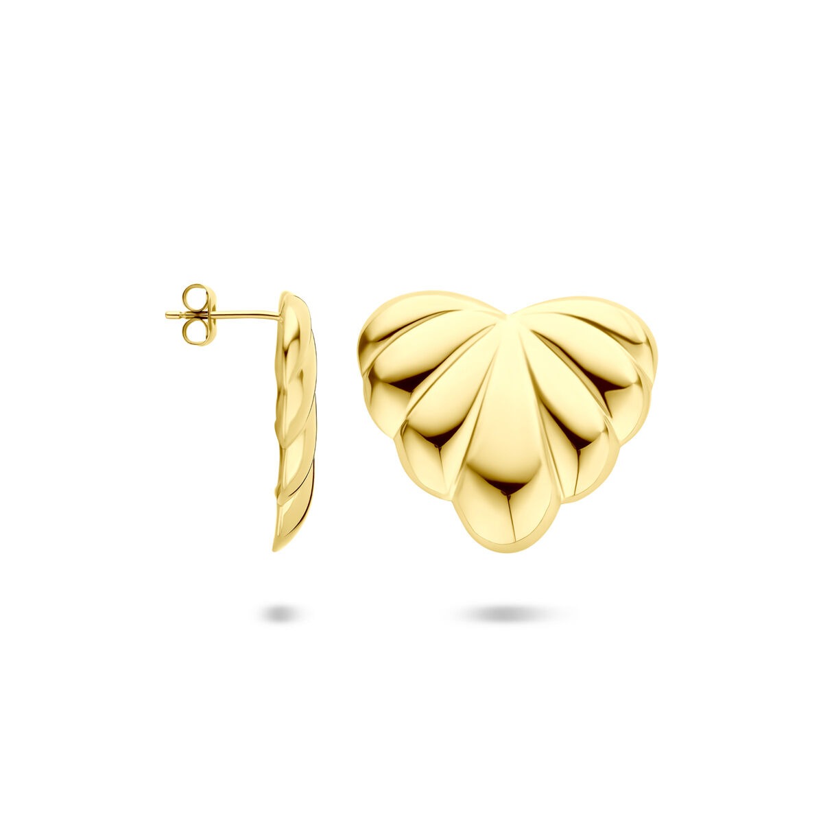 Pendientes de botón chapados en oro 25x29mm – forma de corazón
