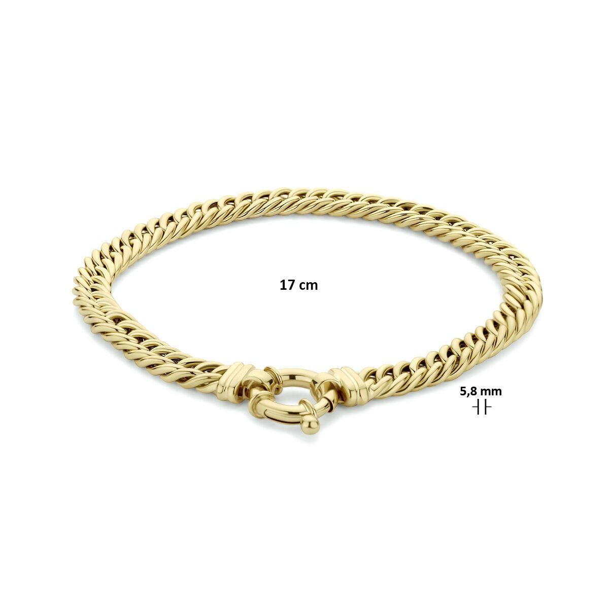 Pulsera de mujer oro 14k – eslabón gourmet 5,8 mm 17 cm