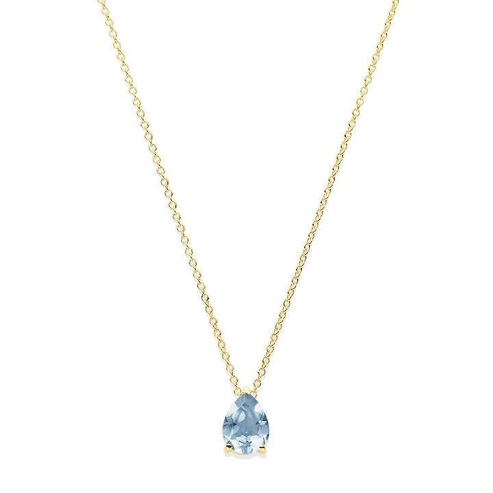 14k Geelgouden collier met blauwe topaas