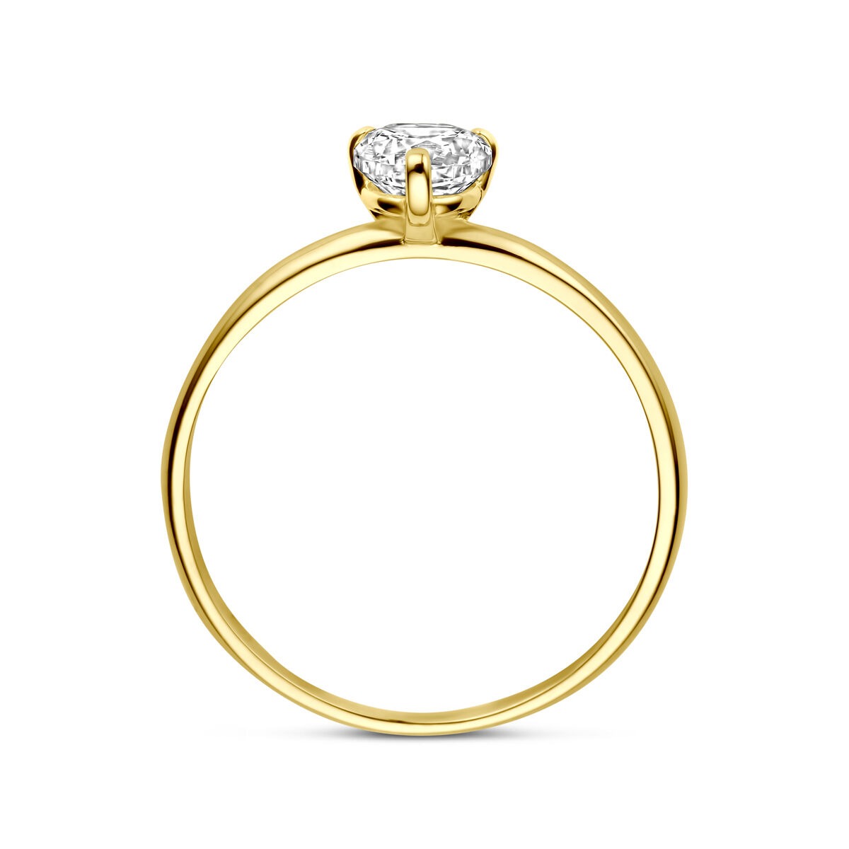 anillo de mujer en oro amarillo de 14k con zircón solitario - tallado en brillante