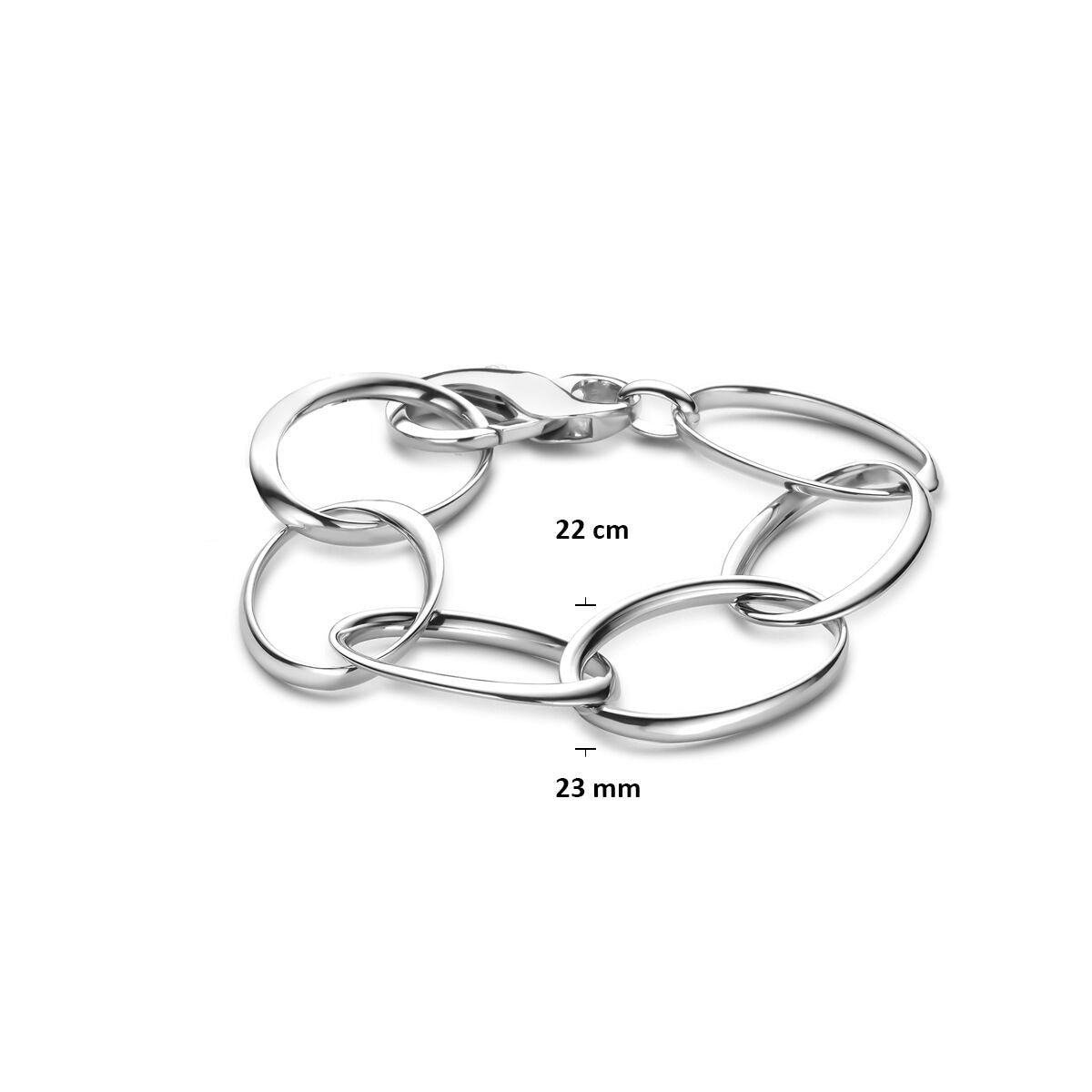 pulsera 23 mm 22 cm plata rodiada