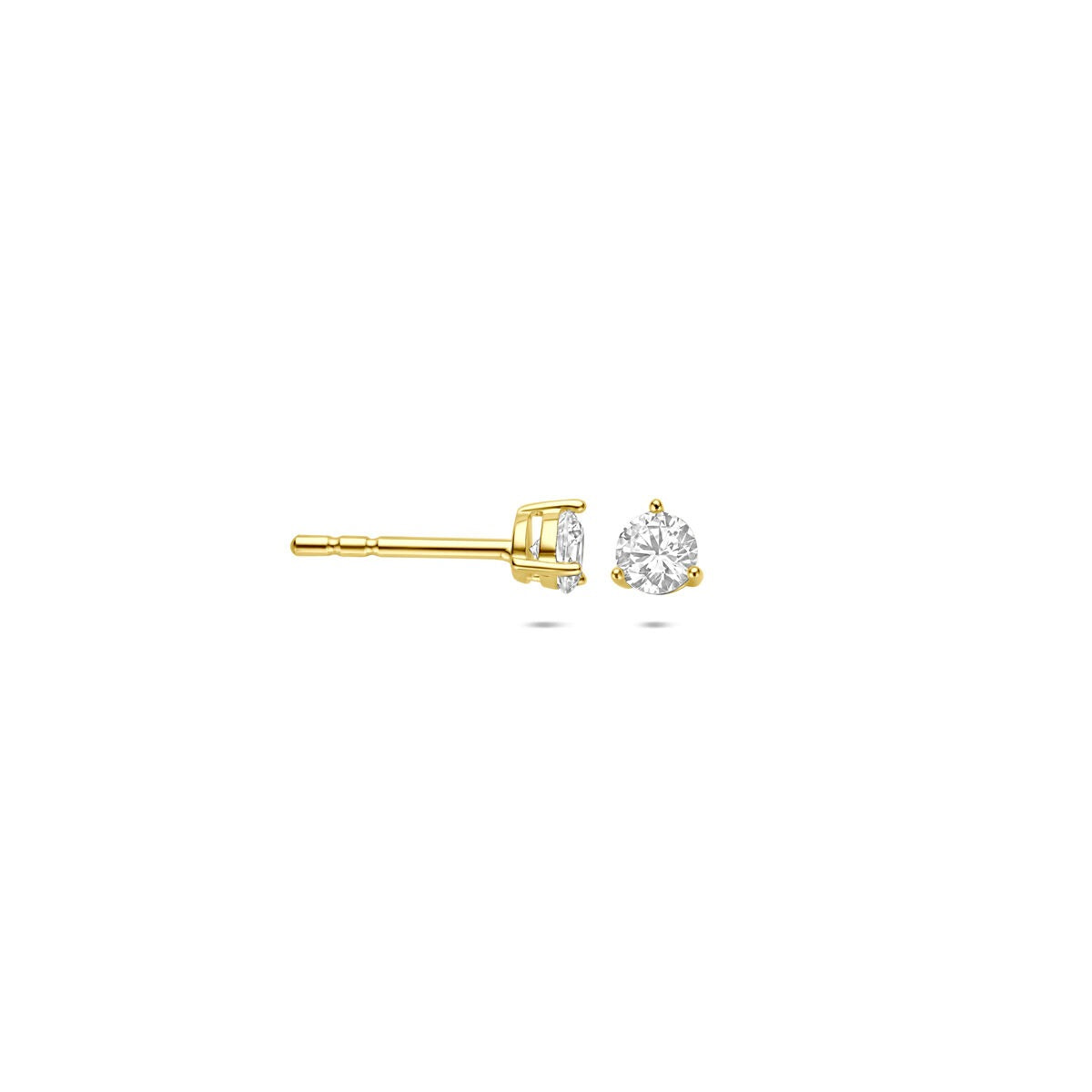 pendientes de botón de oro amarillo con circonitas