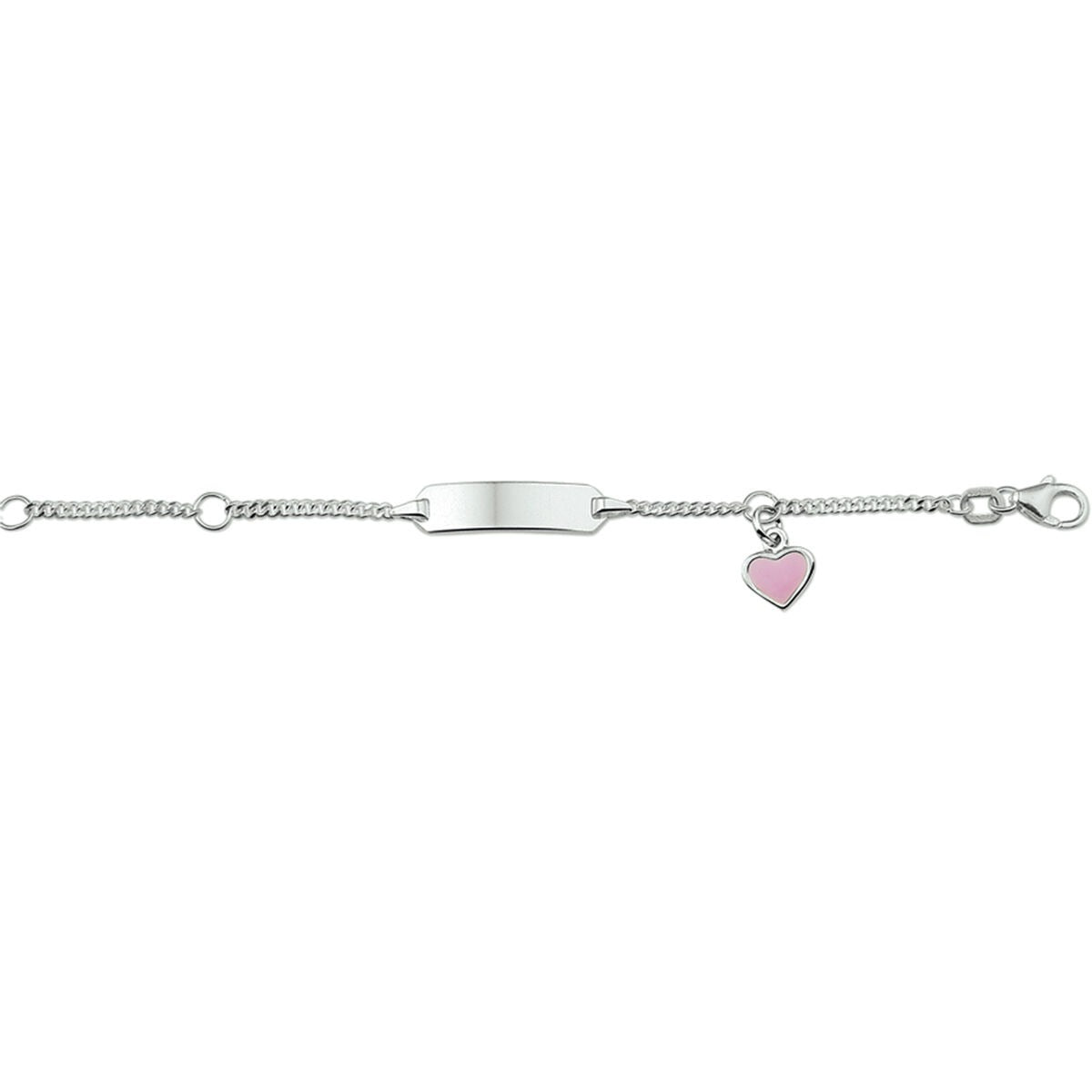 pulsera de grabado corazón placa de esmalte 5,0 mm plata rodiada