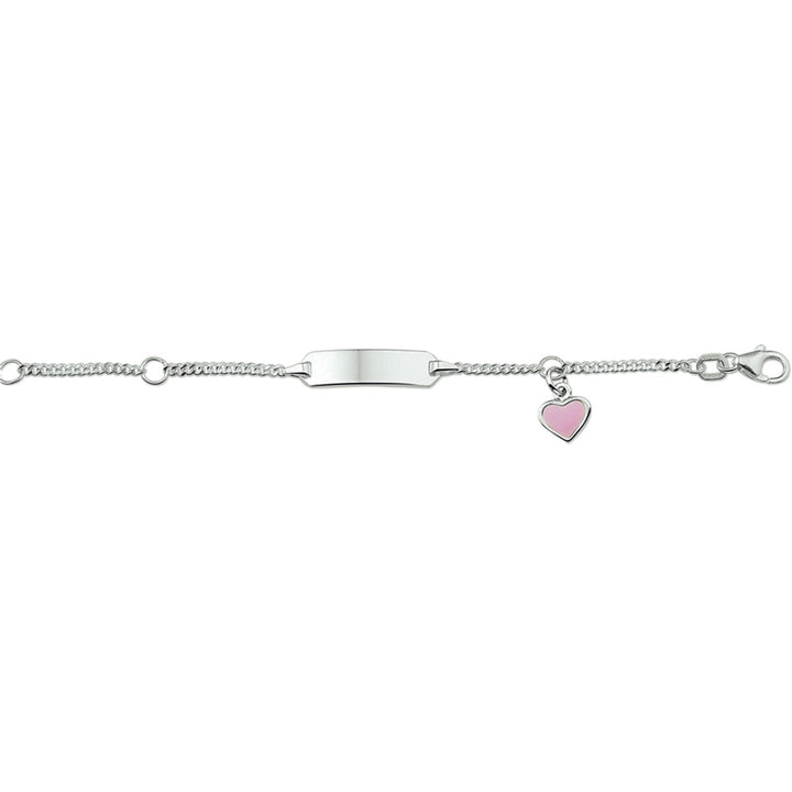 pulsera de grabado corazón placa de esmalte 5,0 mm plata rodiada