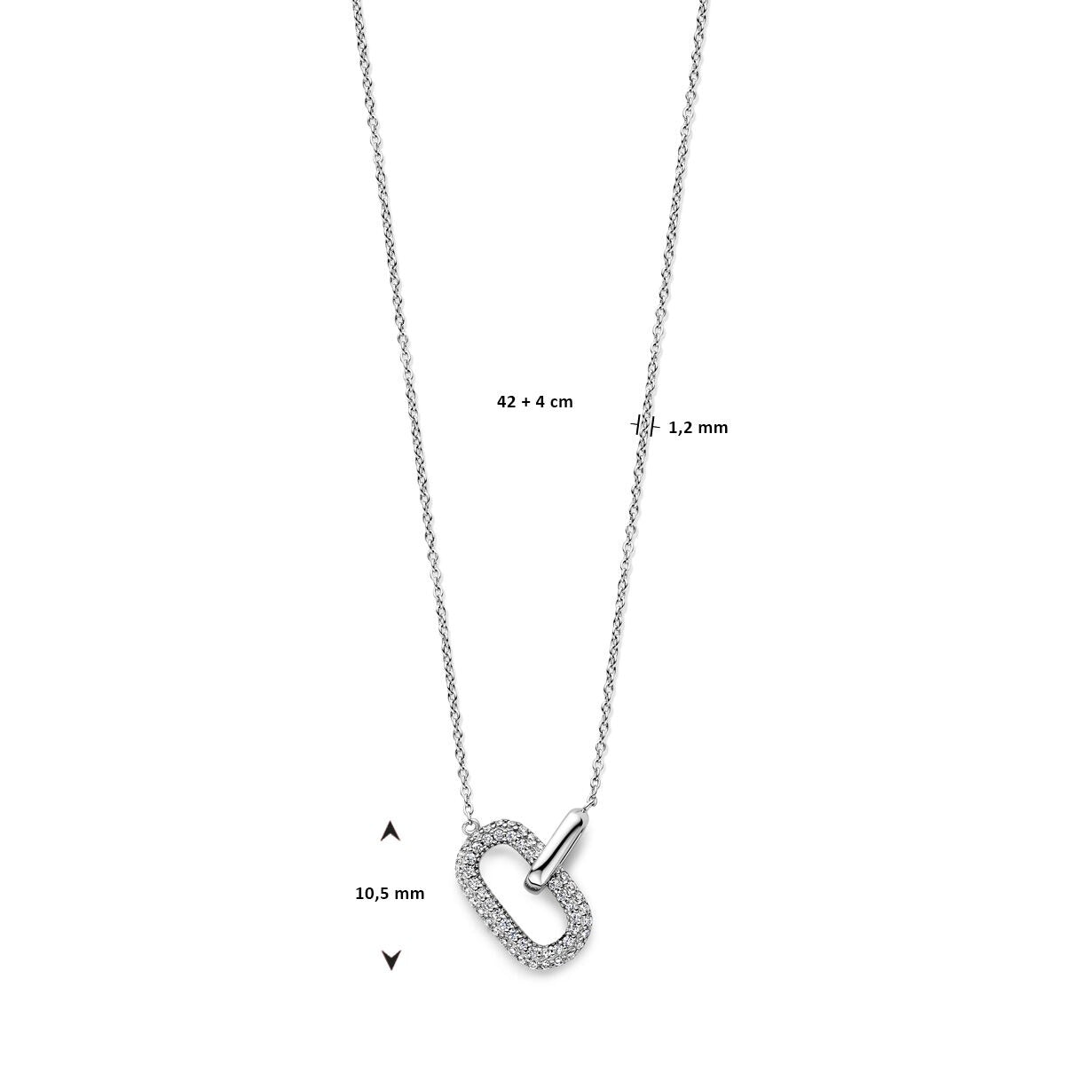 Collar de mujer de plata – collar chapado en rodio con colgante de circonita
