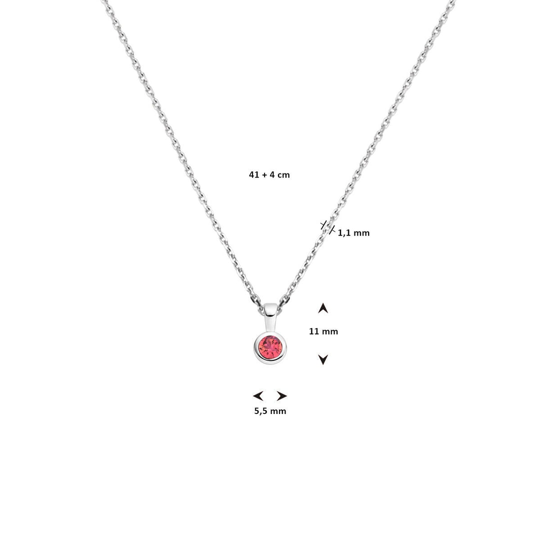 collar con piedra de nacimiento 41 + 4 cm plata rodiada