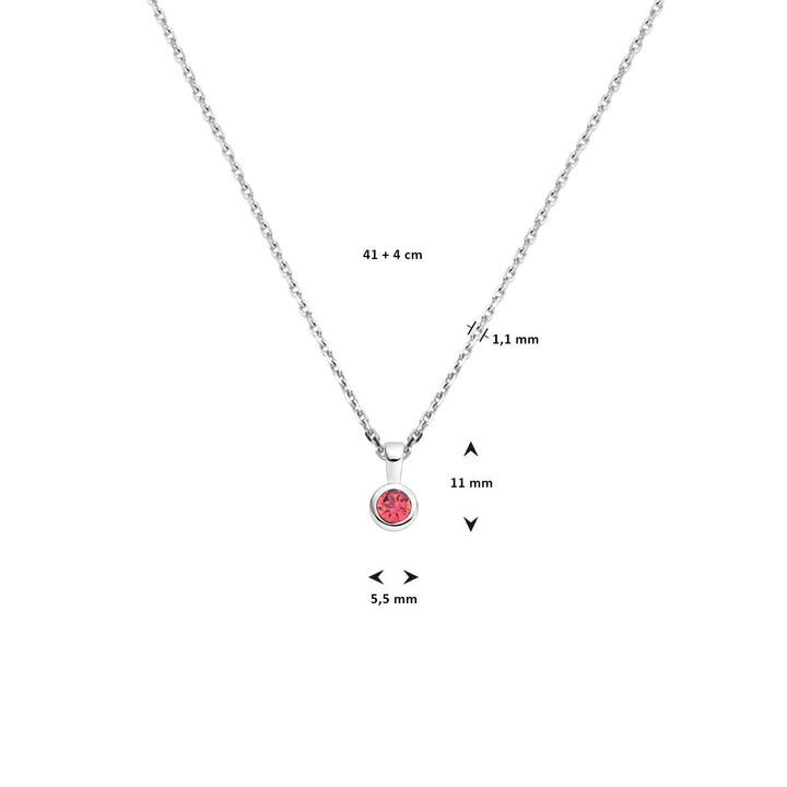 collar con piedra de nacimiento 41 + 4 cm plata rodiada