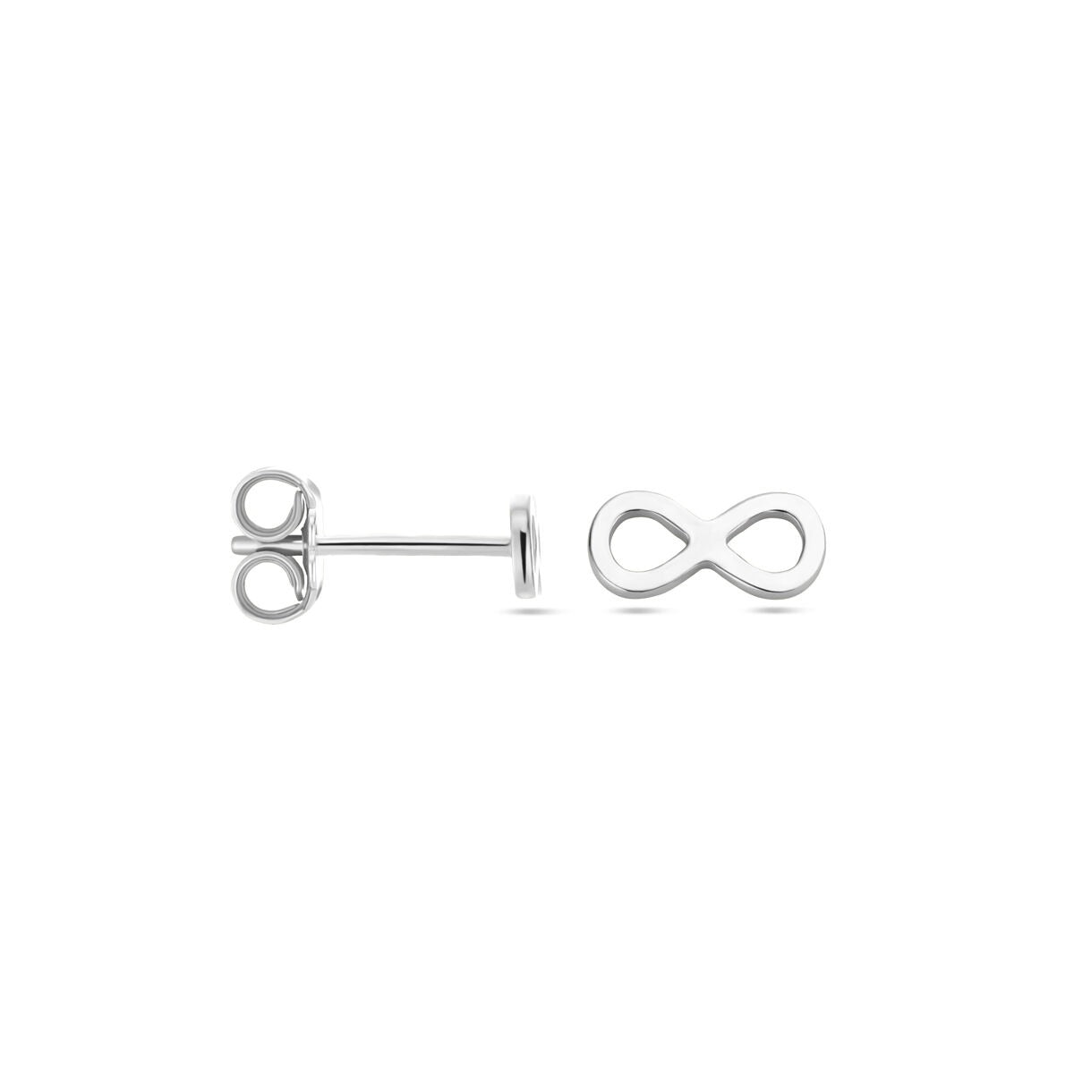 Pendientes de botón de plata con símbolo de infinito – rodiados