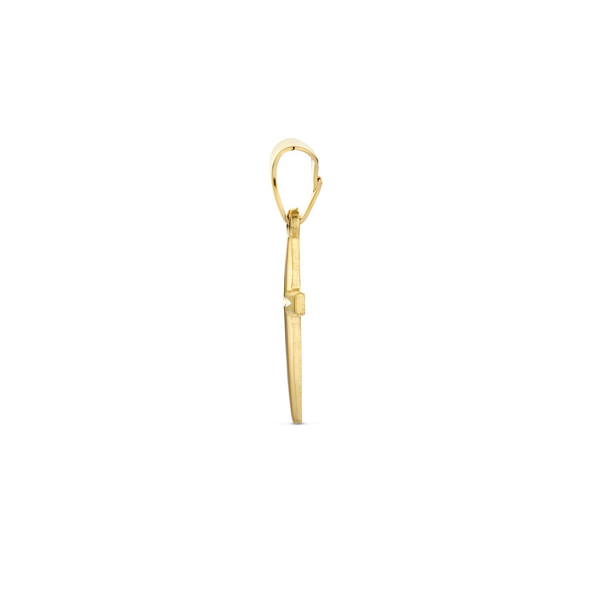 colgante de cruz en oro amarillo de 14k – acabado mate y diamantado
