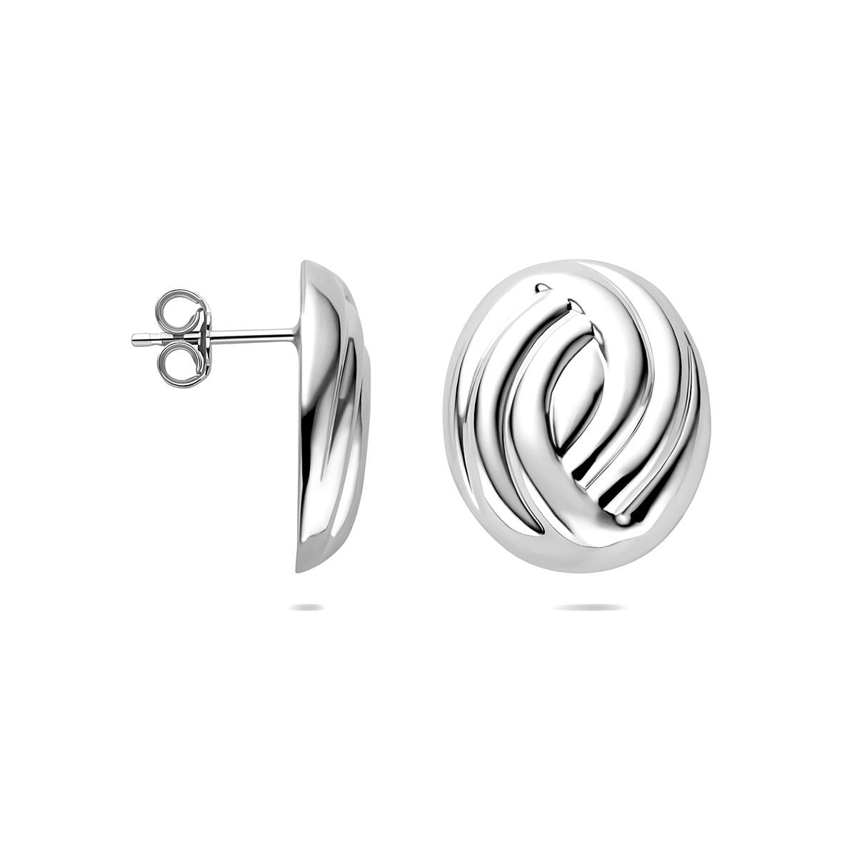 Pendientes de botón de plata - rodiados en plata 925