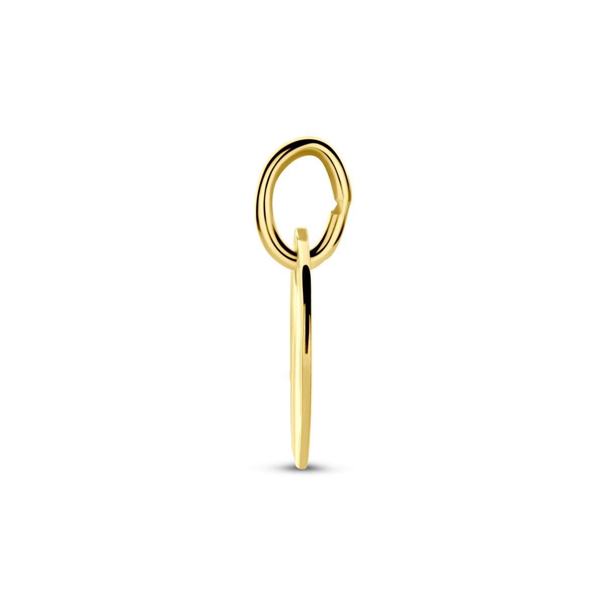 colgante redondo de grabado en oro amarillo de mujer