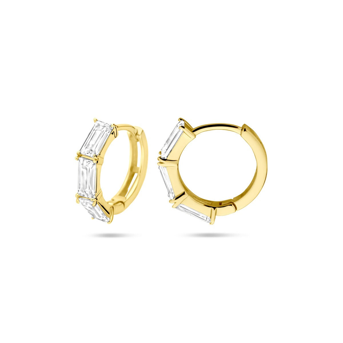 Aros chapados en oro de plata con zircón baguette – Ø15.5 mm