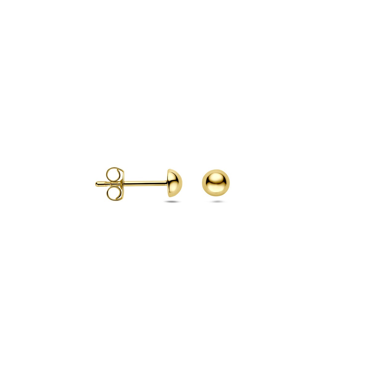Pendientes de botón de mujer en oro amarillo de 14k con forma esférica