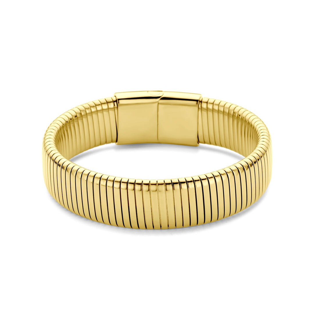 Geelkleurige stalen dames armband 15 mm 18,5 cm