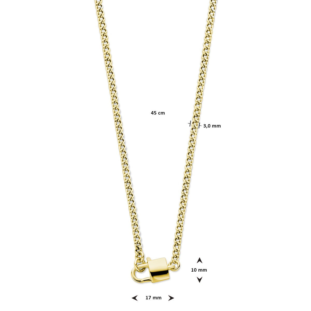 Collar de plata chapado en oro de mujer con colgante de cierre