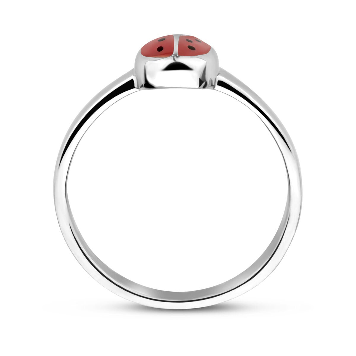 Anillo infantil de plata rodiada con mariquita