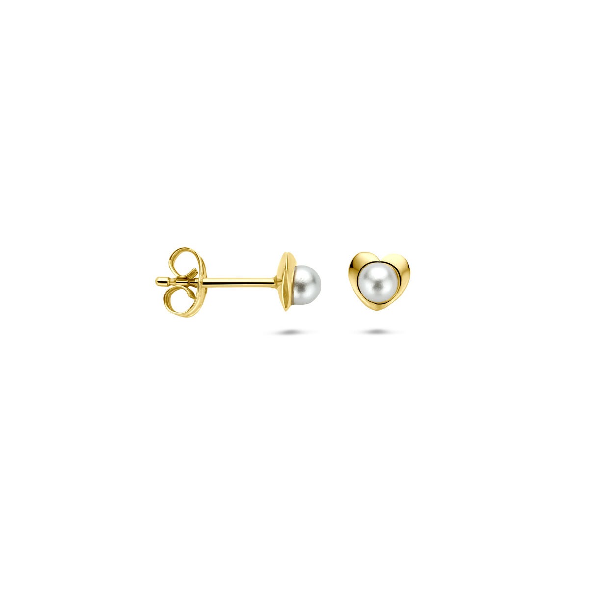 pendientes de botón de oro amarillo con perla – 4,5 mm