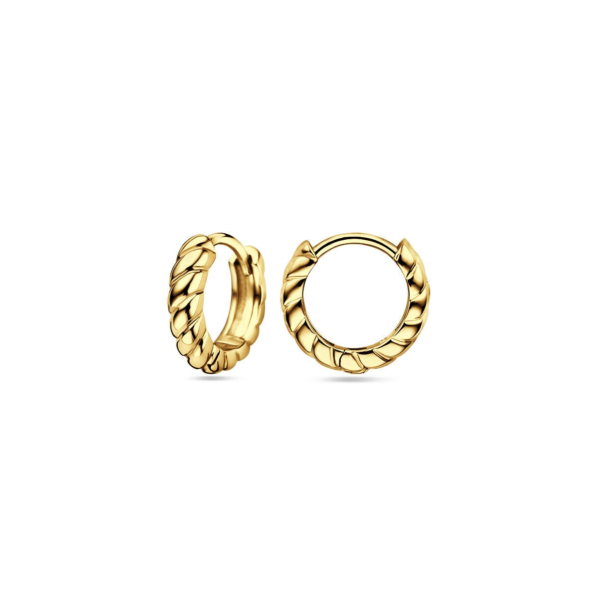 Aros chapados en oro de plata con acabado pulido – brillo dorado