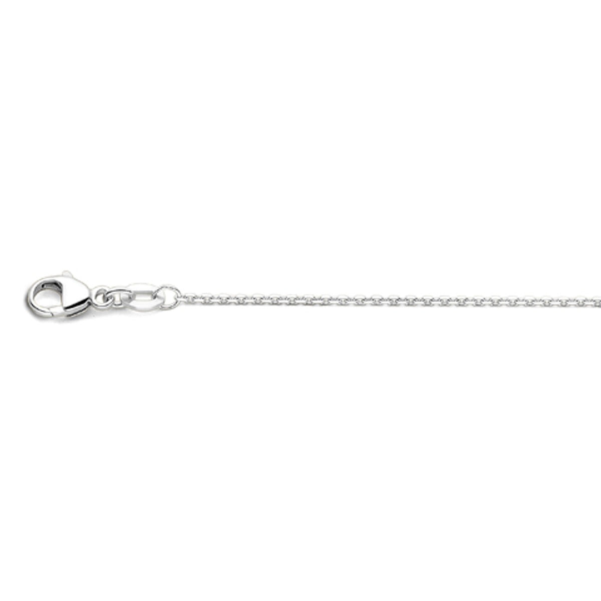 Collar de ancla de oro blanco de 18k, longitud de 45 cm, con cierre de langosta.