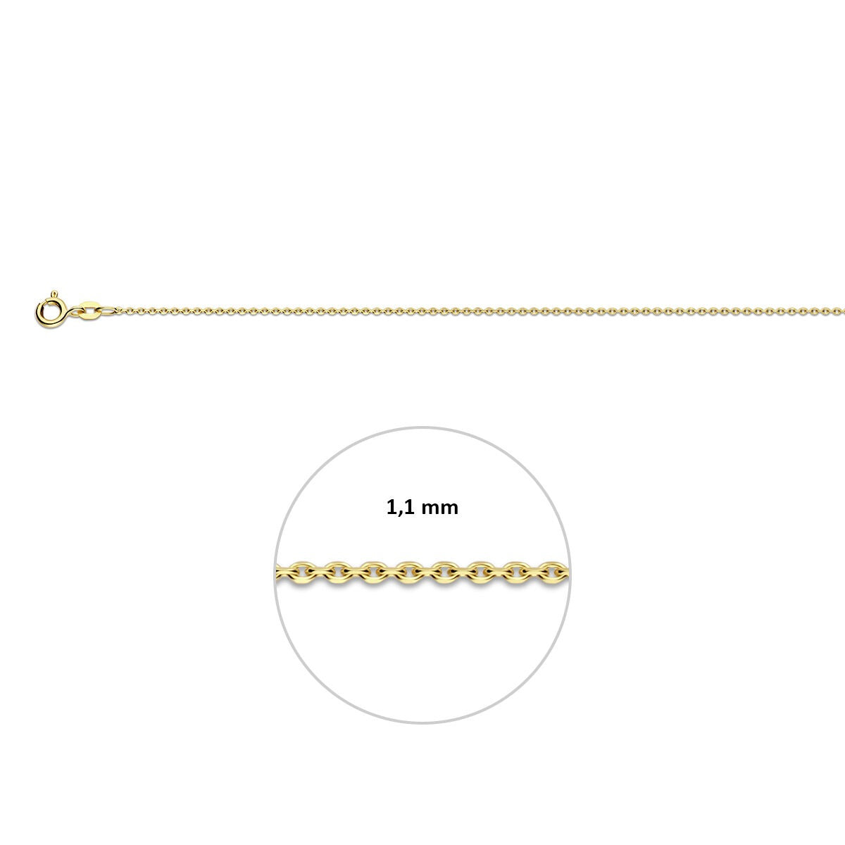 Collar de oro de 9k sin colgante ancla diamantada
