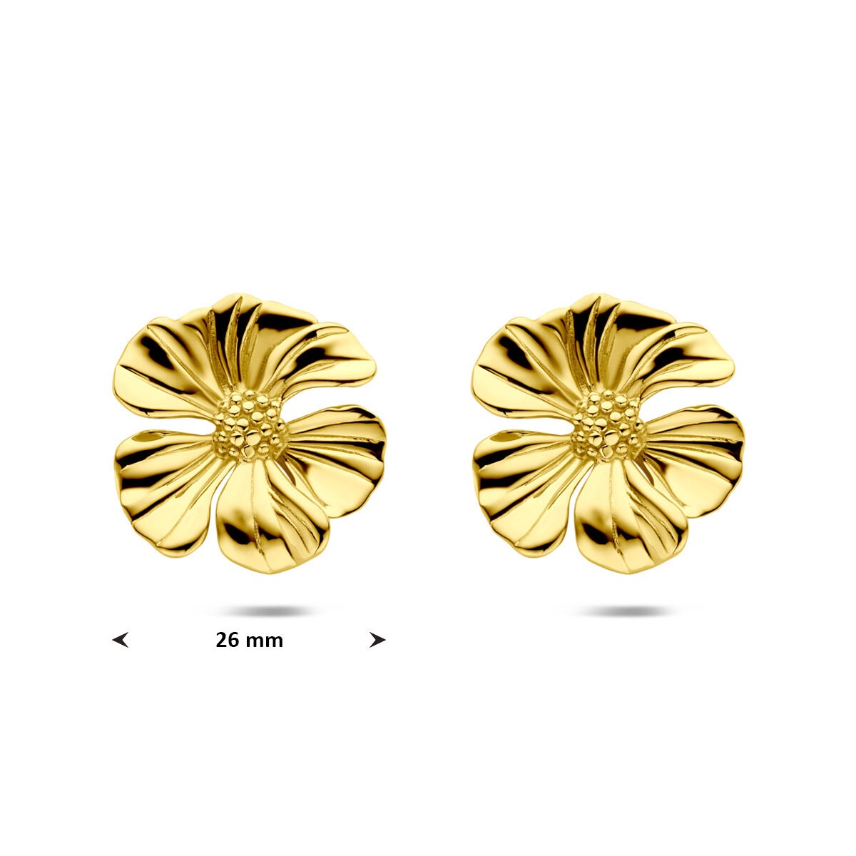 Pendientes de botón de acero flor amarillos de mujer 26 mm