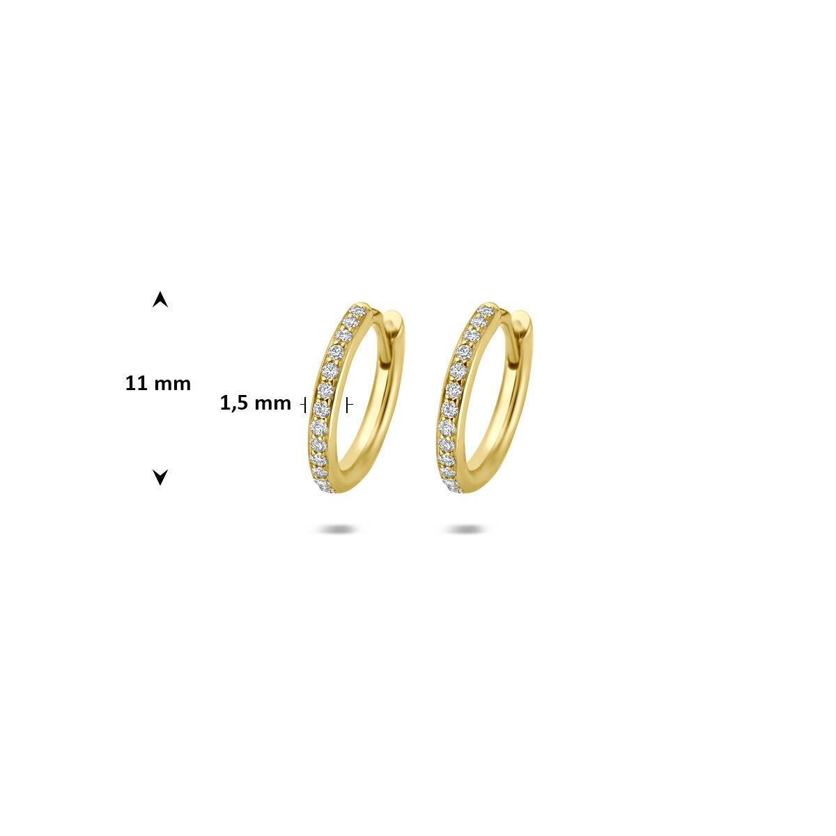 Aros de oro amarillo de 14k con diamante