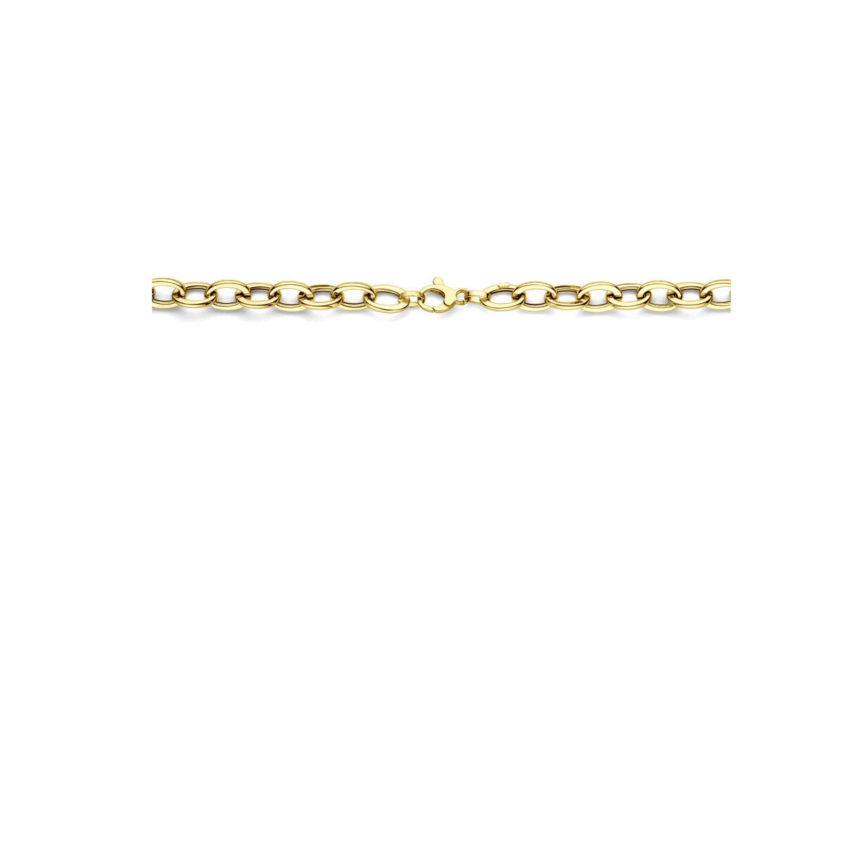 collar de mujer en oro amarillo de 14k con eslabones redondos y rectangulares de 8.5mm