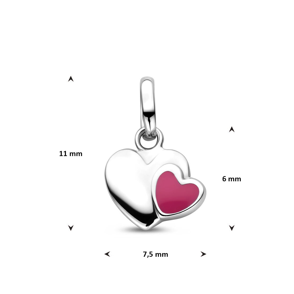 Colgante infantil de plata corazón con esmalte rosa – pequeño gesto, gran corazón